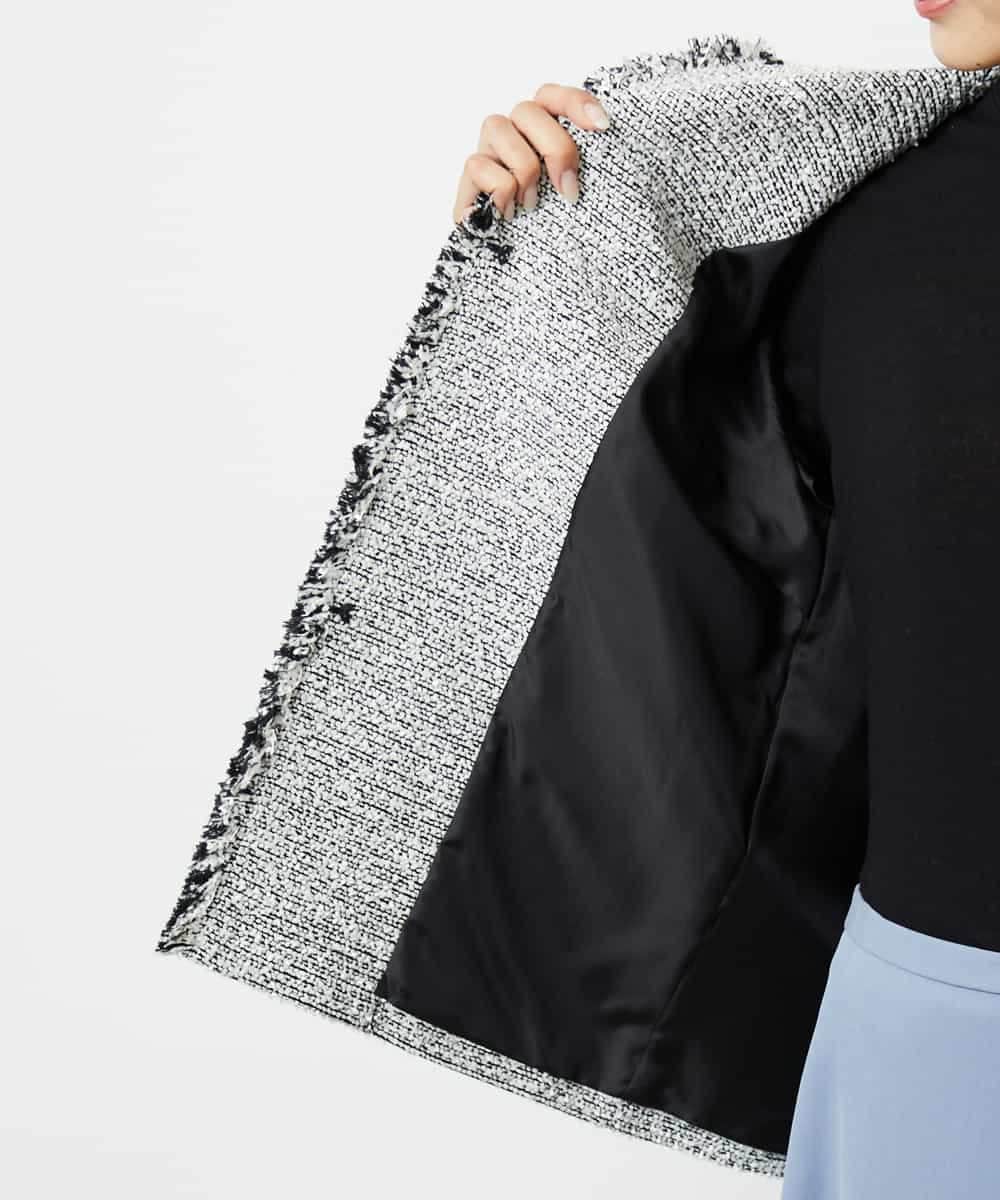 FMDDD03450 MICHEL KLEIN(ミッシェルクラン) [セットアップ対応]ファンシーツイードロングジャケット グレー