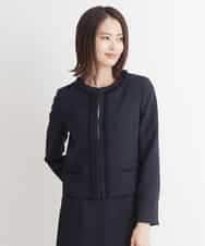 FMDDP05330 MICHEL KLEIN(ミッシェルクラン) ［セットアップ対応/洗える］ノーカラーツイードジャケット ネイビー(57)