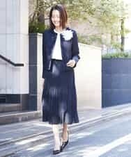 FMDDP05330 MICHEL KLEIN(ミッシェルクラン) ［セットアップ対応/洗える］ノーカラーツイードジャケット ネイビー(57)