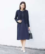FMDDP05330 MICHEL KLEIN(ミッシェルクラン) ［セットアップ対応/洗える］ノーカラーツイードジャケット ネイビー(57)