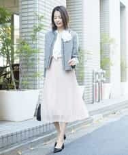 FMDDP05330 MICHEL KLEIN(ミッシェルクラン) ［セットアップ対応/洗える］ノーカラーツイードジャケット ネイビー(57)