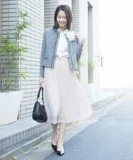 FMDDP05330 MICHEL KLEIN(ミッシェルクラン) ［セットアップ対応/洗える］ノーカラーツイードジャケット ネイビー(57)