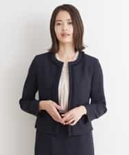 FMDDP05330 MICHEL KLEIN(ミッシェルクラン) ［セットアップ対応/洗える］ノーカラーツイードジャケット ネイビー(57)