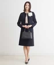 FMDDP05330 MICHEL KLEIN(ミッシェルクラン) ［セットアップ対応/洗える］ノーカラーツイードジャケット ネイビー(57)