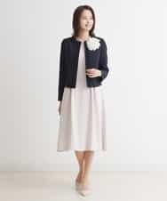 FMDDP05330 MICHEL KLEIN(ミッシェルクラン) ［セットアップ対応/洗える］ノーカラーツイードジャケット ネイビー(57)