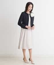 FMDDP05330 MICHEL KLEIN(ミッシェルクラン) ［セットアップ対応/洗える］ノーカラーツイードジャケット ネイビー(57)