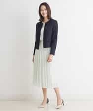 FMDDP05330 MICHEL KLEIN(ミッシェルクラン) ［セットアップ対応/洗える］ノーカラーツイードジャケット ネイビー(57)