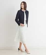 FMDDP05330 MICHEL KLEIN(ミッシェルクラン) ［セットアップ対応/洗える］ノーカラーツイードジャケット ネイビー(57)