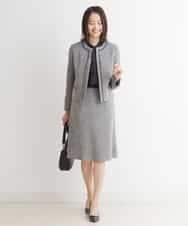FMDDP05330 MICHEL KLEIN(ミッシェルクラン) ［セットアップ対応/洗える］ノーカラーツイードジャケット ネイビー(57)