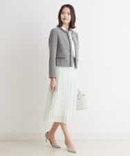 FMDDP05330 MICHEL KLEIN(ミッシェルクラン) ［セットアップ対応/洗える］ノーカラーツイードジャケット ネイビー(57)