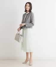 FMDDP05330 MICHEL KLEIN(ミッシェルクラン) ［セットアップ対応/洗える］ノーカラーツイードジャケット ネイビー(57)