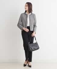 FMDDP05330 MICHEL KLEIN(ミッシェルクラン) ［セットアップ対応/洗える］ノーカラーツイードジャケット ネイビー(57)