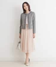 FMDDP05330 MICHEL KLEIN(ミッシェルクラン) ［セットアップ対応/洗える］ノーカラーツイードジャケット ネイビー(57)