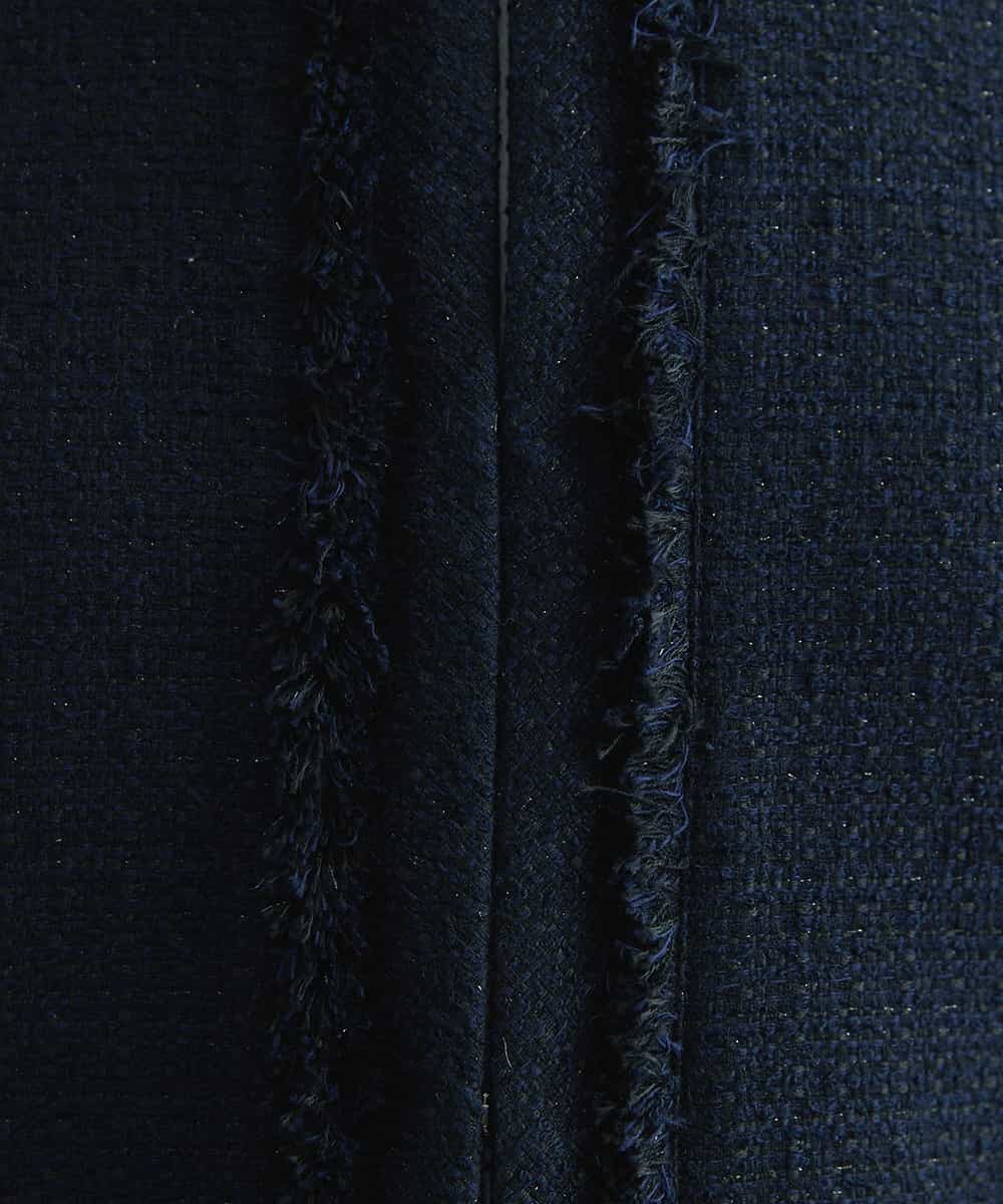FMDDS01430 MICHEL KLEIN(ミッシェルクラン) [セレモニーにおすすめ]ラメツイードノーカラージャケット（セットアップ対応） ネイビー(57)