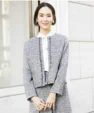 FMDDV01380 MICHEL KLEIN(ミッシェルクラン) [セットアップ対応]ファンシーツイードノーカラージャケット グレー(92)