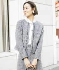 FMDDV01380 MICHEL KLEIN(ミッシェルクラン) [セットアップ対応]ファンシーツイードノーカラージャケット グレー(92)