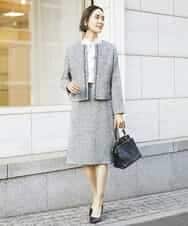 FMDDV01380 MICHEL KLEIN(ミッシェルクラン) [セットアップ対応]ファンシーツイードノーカラージャケット グレー(92)