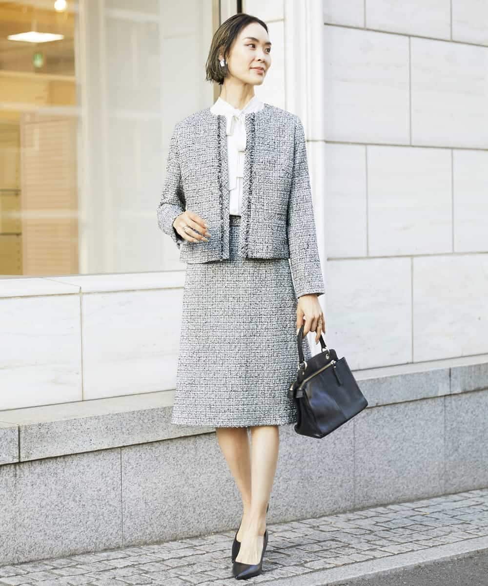 ノーカラー ジャケット スカート セットアップ SHIPS ノーカラー