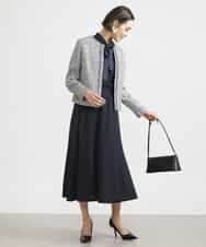 FMDDV01380 MICHEL KLEIN(ミッシェルクラン) [セットアップ対応]ファンシーツイードノーカラージャケット グレー(92)