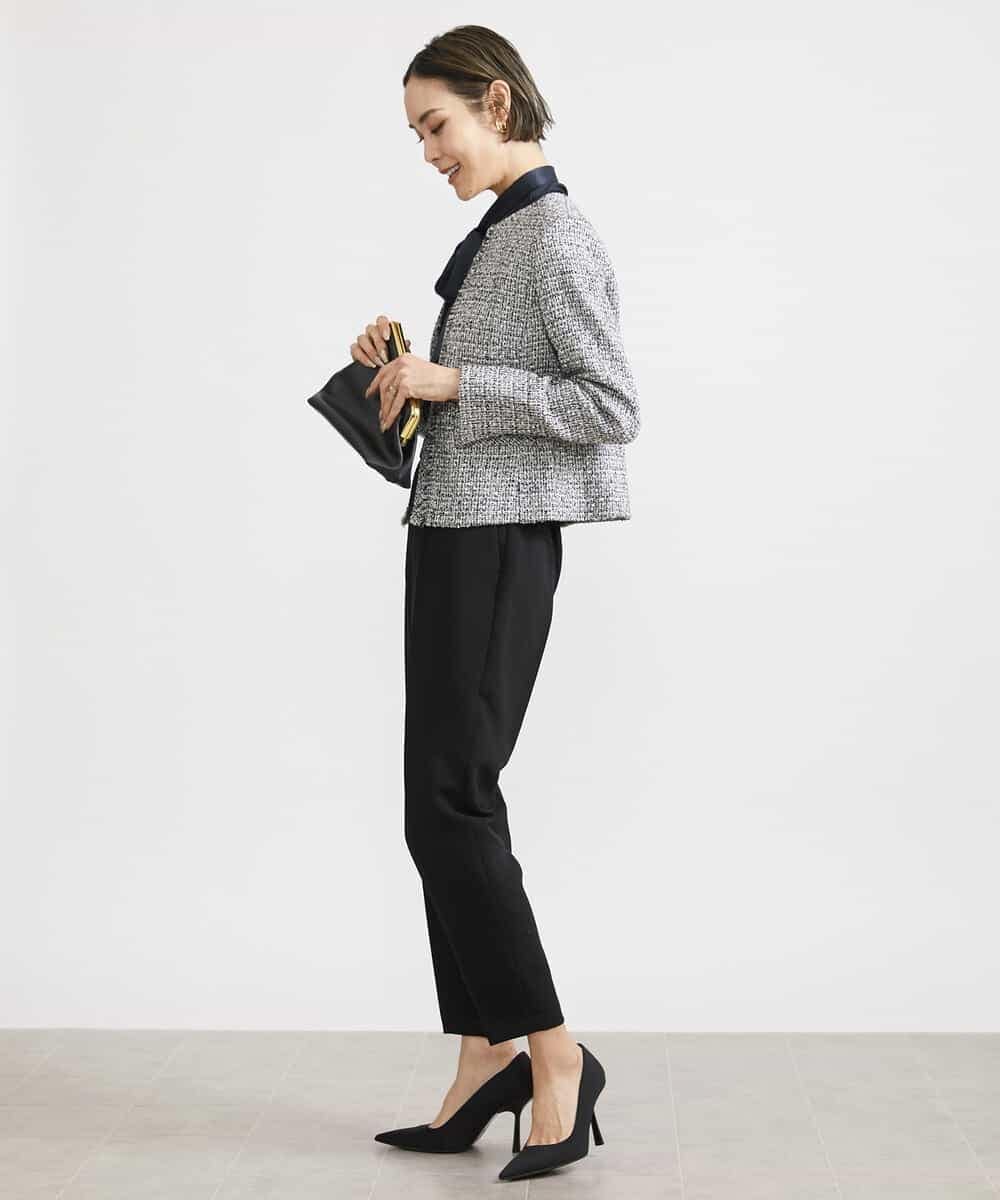 FMDDV01380 MICHEL KLEIN(ミッシェルクラン) [セットアップ対応]ファンシーツイードノーカラージャケット グレー(92)