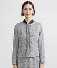 FMDDV01380 MICHEL KLEIN(ミッシェルクラン) [セットアップ対応]ファンシーツイードノーカラージャケット グレー(92)