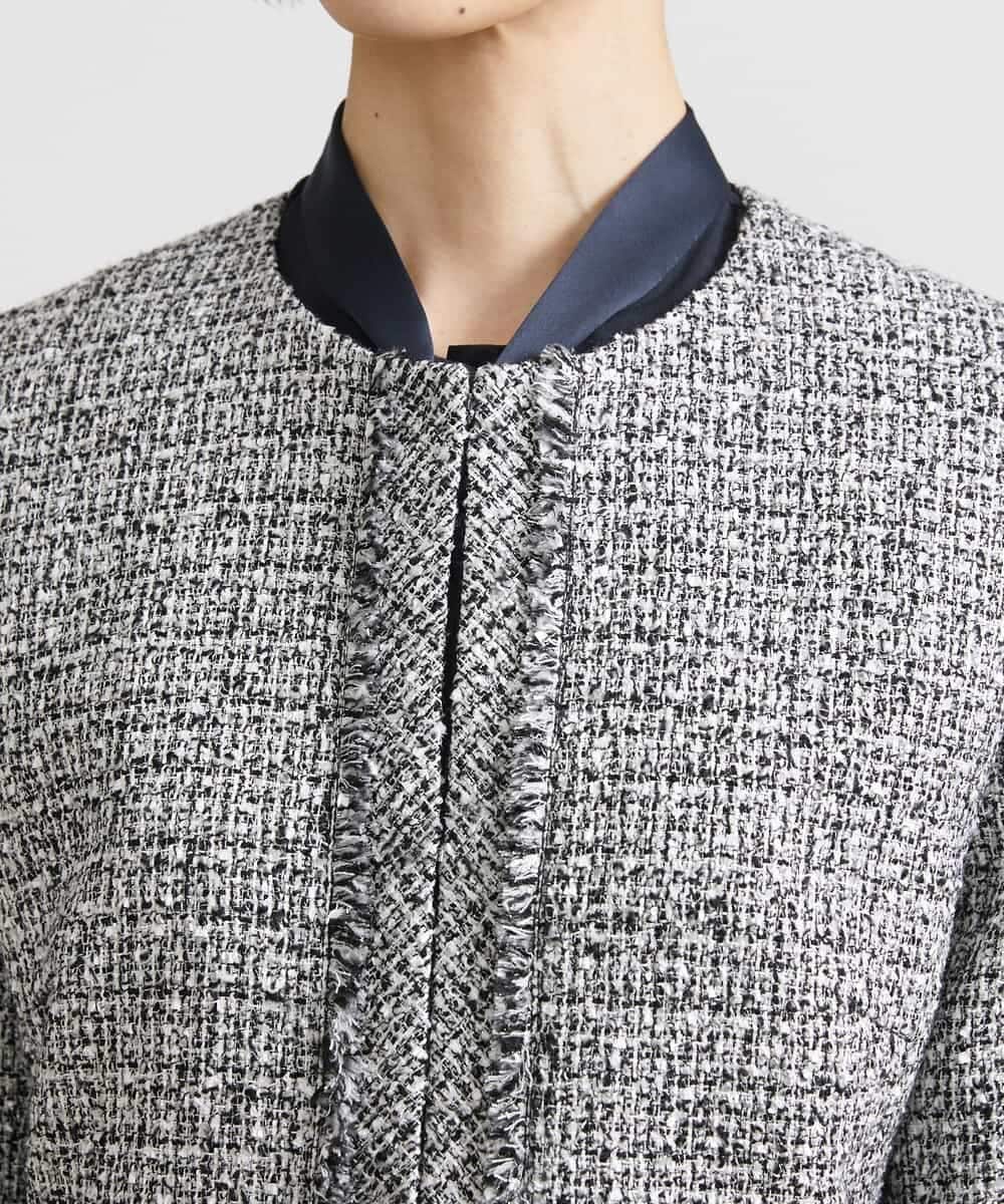 FMDDV01380 MICHEL KLEIN(ミッシェルクラン) [セットアップ対応]ファンシーツイードノーカラージャケット グレー(92)