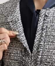 FMDDV01380 MICHEL KLEIN(ミッシェルクラン) [セットアップ対応]ファンシーツイードノーカラージャケット グレー(92)