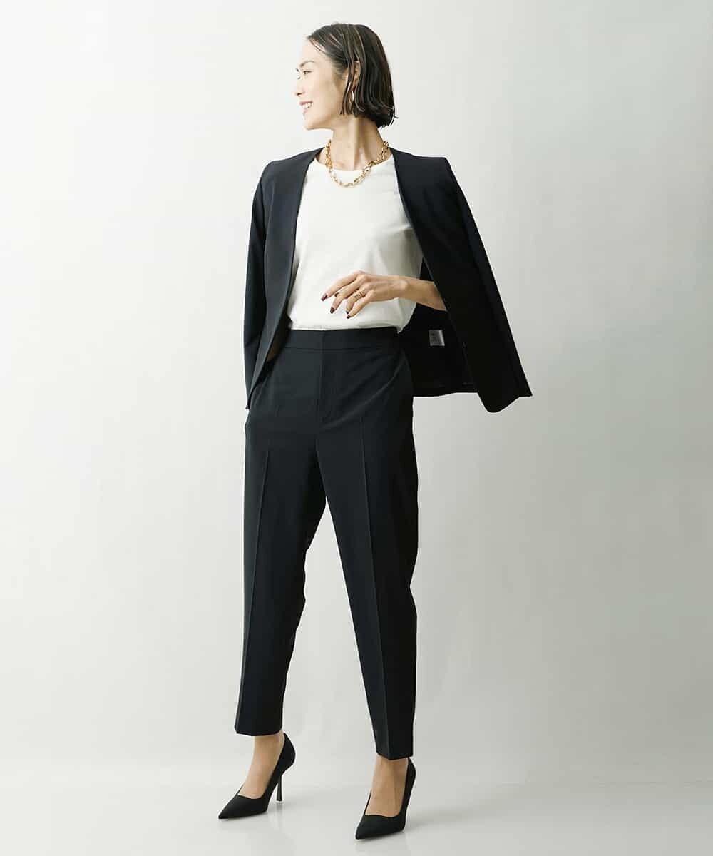 FMDFS19350 MICHEL KLEIN(ミッシェルクラン) [セットアップ対応]ストレッチノーカラージャケット ブラック(94)