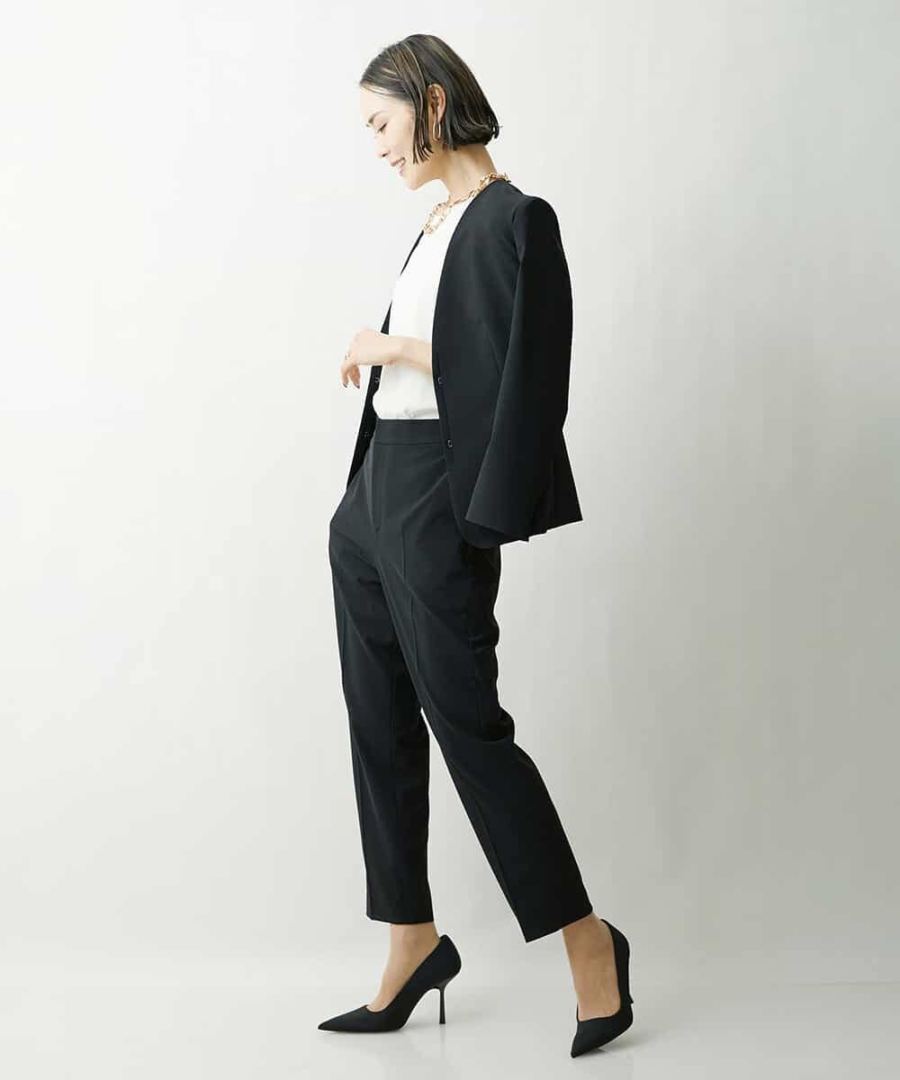 FMDFS19350 MICHEL KLEIN(ミッシェルクラン) [セットアップ対応]ストレッチノーカラージャケット ブラック(94)