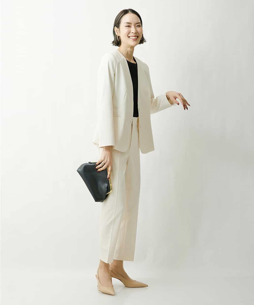FMDFS19350 MICHEL KLEIN(ミッシェルクラン) [セットアップ対応]ストレッチノーカラージャケット ブラック(94)