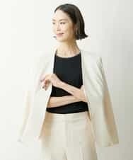 FMDFS19350 MICHEL KLEIN(ミッシェルクラン) [セットアップ対応]ストレッチノーカラージャケット ブラック(94)