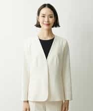 FMDFS19350 MICHEL KLEIN(ミッシェルクラン) [セットアップ対応]ストレッチノーカラージャケット ブラック(94)