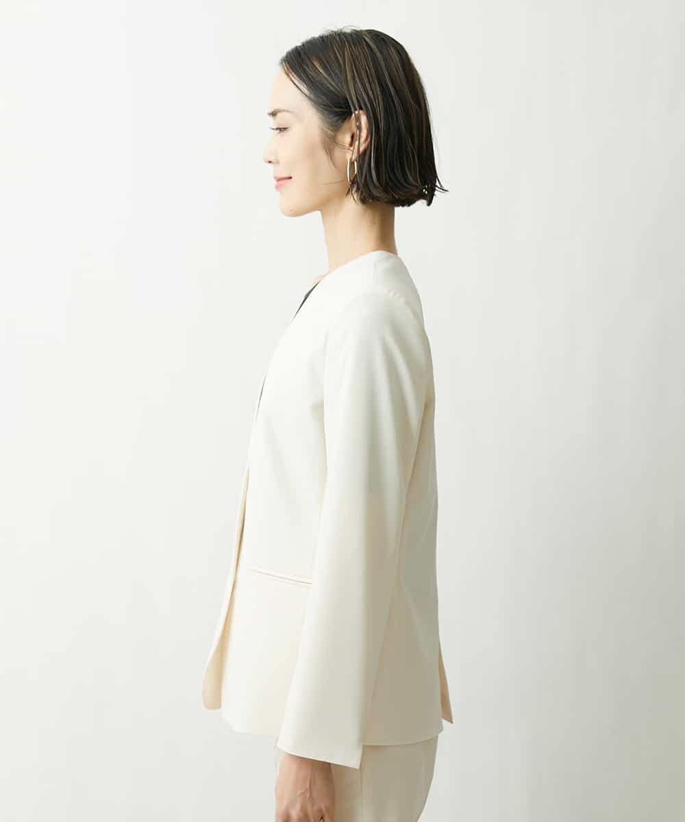 FMDFS19350 MICHEL KLEIN(ミッシェルクラン) [セットアップ対応]ストレッチノーカラージャケット ブラック(94)