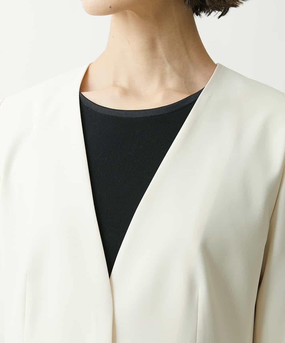 FMDFS19350 MICHEL KLEIN(ミッシェルクラン) [セットアップ対応]ストレッチノーカラージャケット ブラック(94)