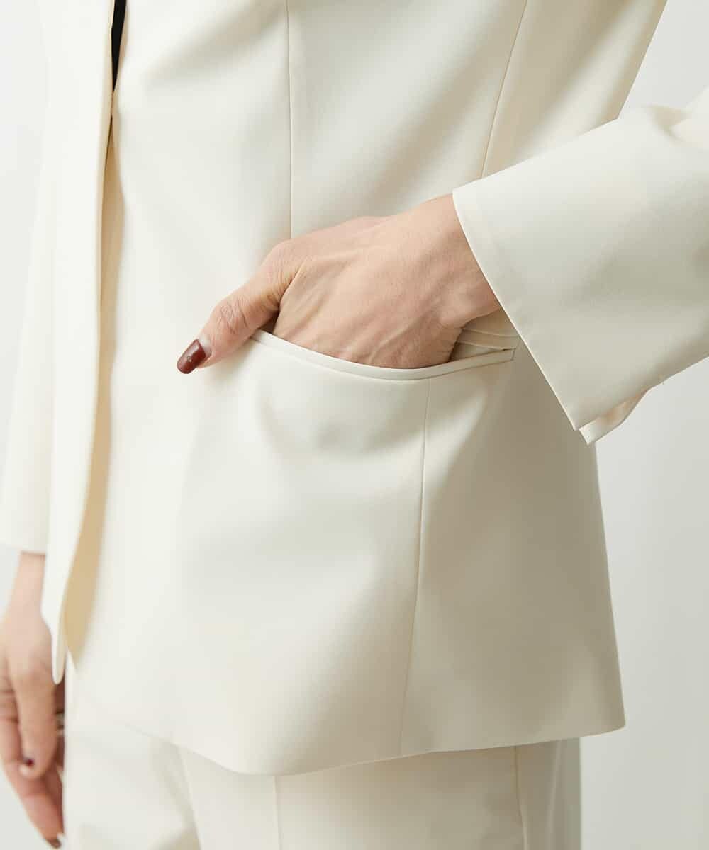 FMDFS19350 MICHEL KLEIN(ミッシェルクラン) [セットアップ対応]ストレッチノーカラージャケット ブラック(94)