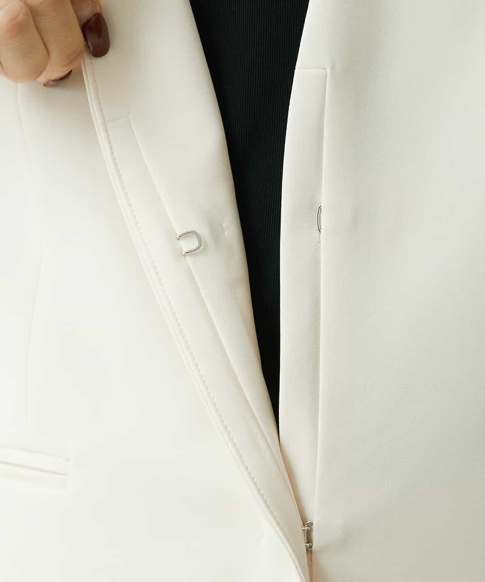 FMDFS19350 MICHEL KLEIN(ミッシェルクラン) [セットアップ対応]ストレッチノーカラージャケット ブラック(94)