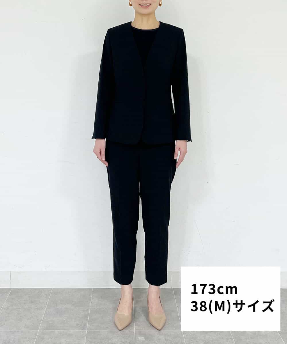FMDFS19350 MICHEL KLEIN(ミッシェルクラン) [セットアップ対応]ストレッチノーカラージャケット ブラック(94)