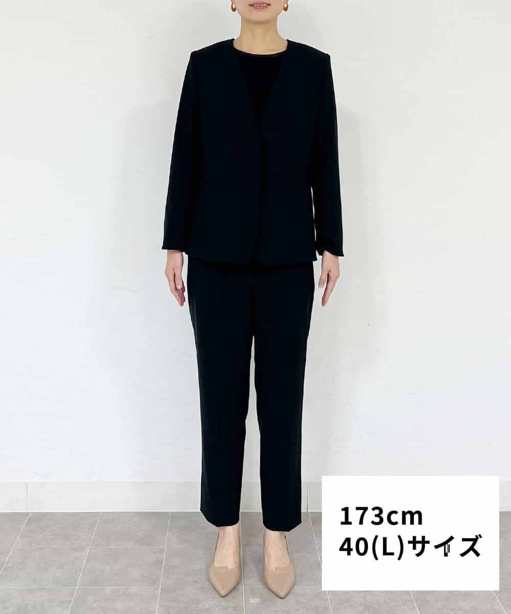 FMDFS19350 MICHEL KLEIN(ミッシェルクラン) [セットアップ対応]ストレッチノーカラージャケット ブラック(94)