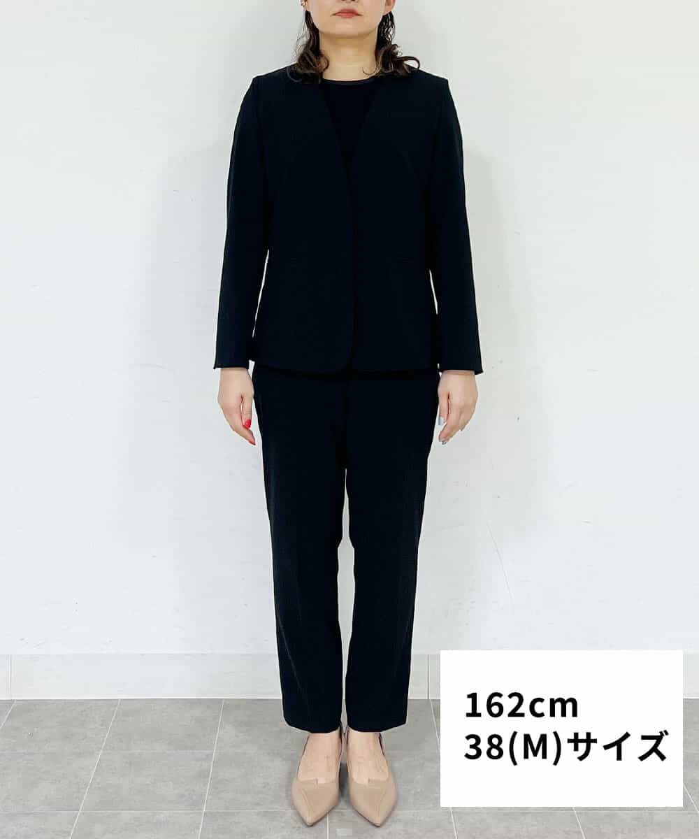 FMDFS19350 MICHEL KLEIN(ミッシェルクラン) [セットアップ対応]ストレッチノーカラージャケット ブラック(94)