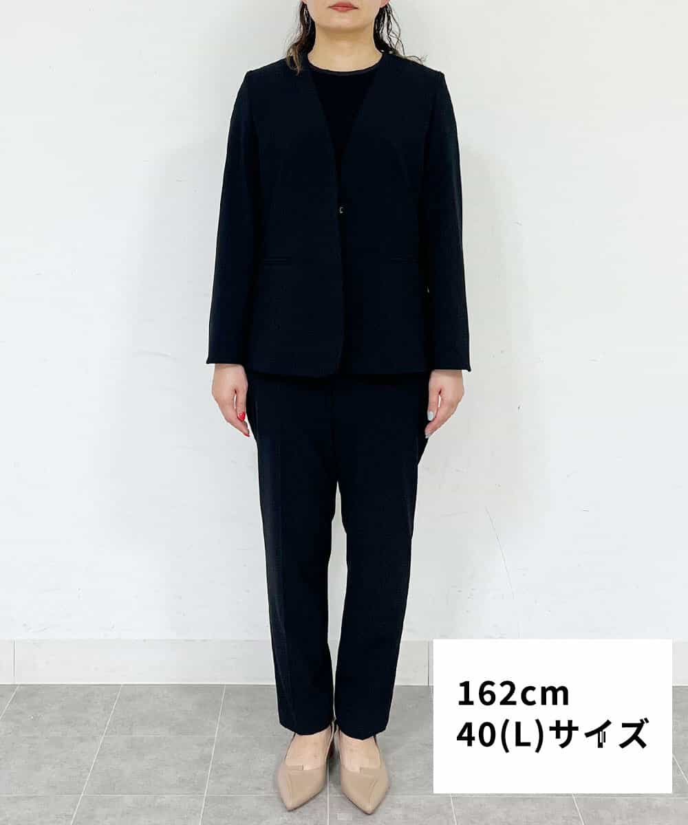 FMDFS19350 MICHEL KLEIN(ミッシェルクラン) [セットアップ対応]ストレッチノーカラージャケット ブラック(94)