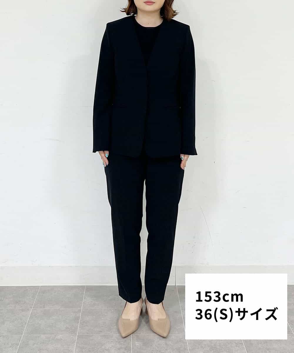 FMDFS19350 MICHEL KLEIN(ミッシェルクラン) [セットアップ対応]ストレッチノーカラージャケット ブラック(94)