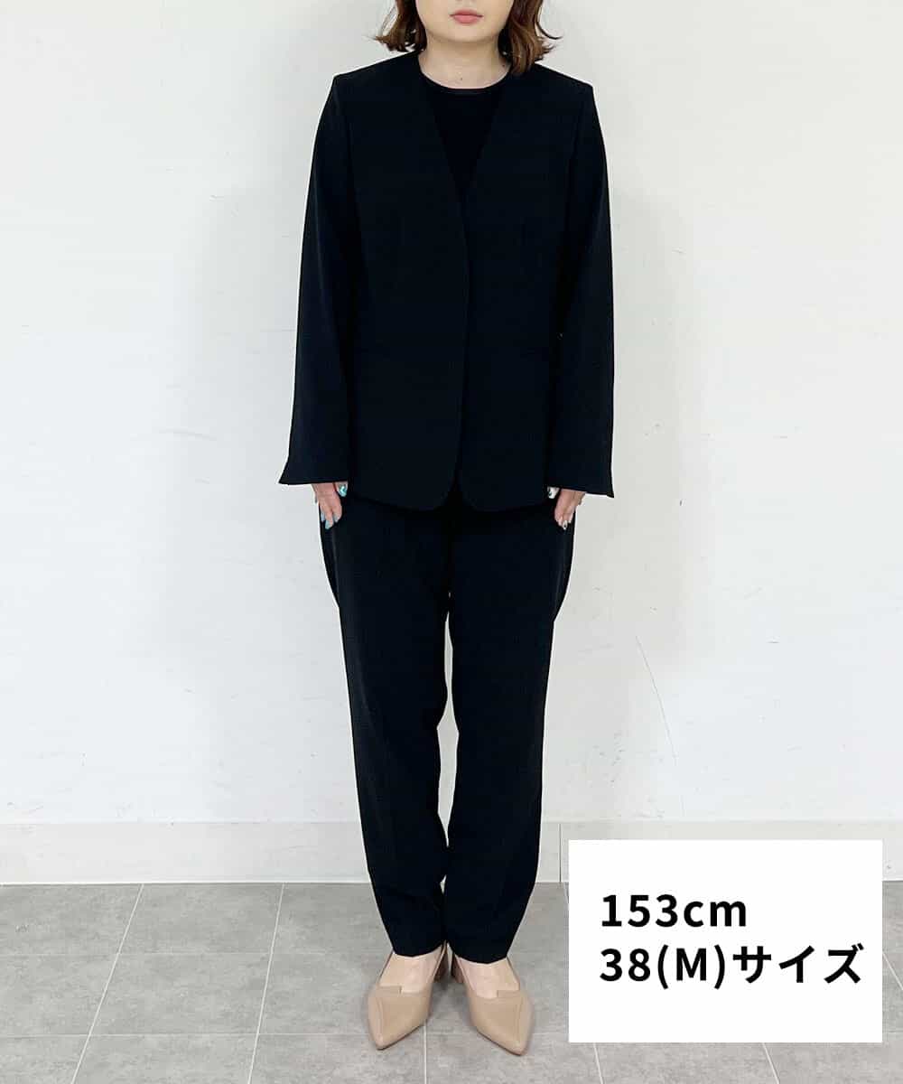 FMDFS19350 MICHEL KLEIN(ミッシェルクラン) [セットアップ対応]ストレッチノーカラージャケット ブラック(94)