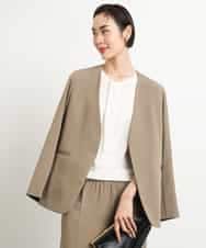 FMDGA12290 MICHEL KLEIN(ミッシェルクラン) [接触冷感]ノーカラージャケット(セットアップ対応) カーキ