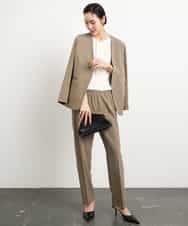 FMDGA12290 MICHEL KLEIN(ミッシェルクラン) [接触冷感]ノーカラージャケット(セットアップ対応) カーキ