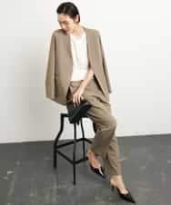 FMDGA12290 MICHEL KLEIN(ミッシェルクラン) [接触冷感]ノーカラージャケット(セットアップ対応) カーキ