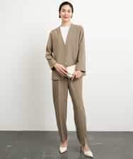 FMDGA12290 MICHEL KLEIN(ミッシェルクラン) [接触冷感]ノーカラージャケット(セットアップ対応) カーキ