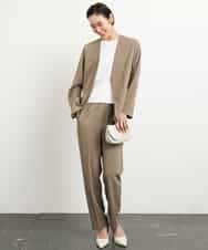 FMDGA12290 MICHEL KLEIN(ミッシェルクラン) [接触冷感]ノーカラージャケット(セットアップ対応) カーキ