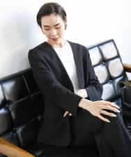 FMDGA12290 MICHEL KLEIN(ミッシェルクラン) [接触冷感]ノーカラージャケット(セットアップ対応) カーキ