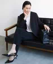 FMDGA12290 MICHEL KLEIN(ミッシェルクラン) [接触冷感]ノーカラージャケット(セットアップ対応) カーキ