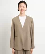 FMDGA12290 MICHEL KLEIN(ミッシェルクラン) [接触冷感]ノーカラージャケット(セットアップ対応) カーキ